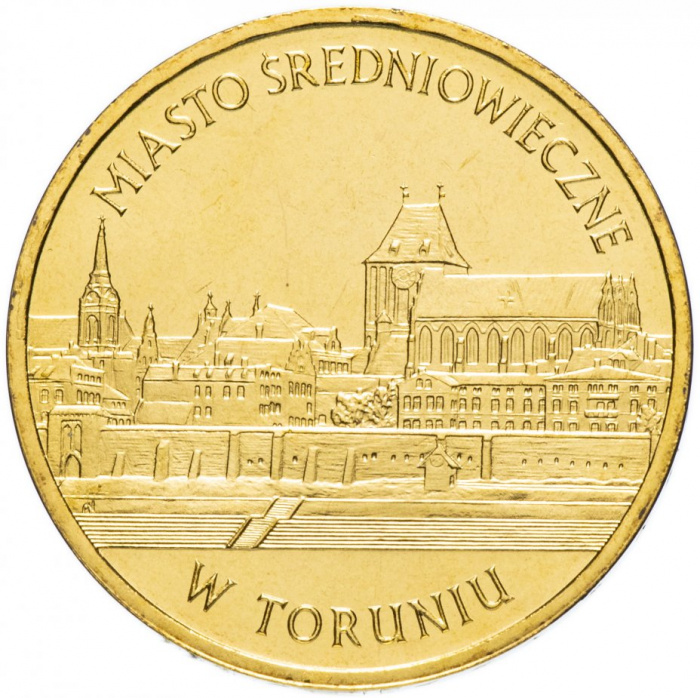 (141) Монета Польша 2007 год 2 злотых &quot;Торунь&quot;  Латунь  UNC